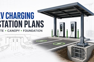 design ev charging station site canopy and foundation plans