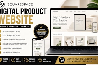design squarespace digital product website for downloads courses and ebooks