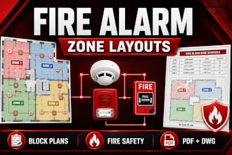 prepare fire alarm zone layout block plan and fire safety drawing