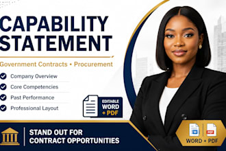create a professional capability statement for bids and government contract