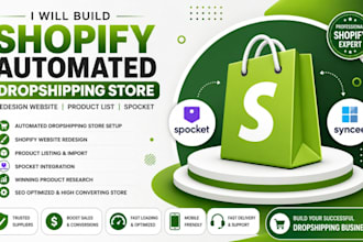 build shopify automated dropshipping store redesign website product list spocket