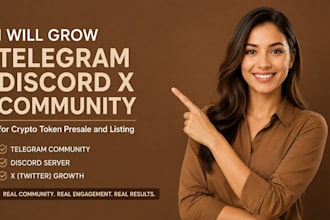 grow telegram discord x community for crypto token presale and listing