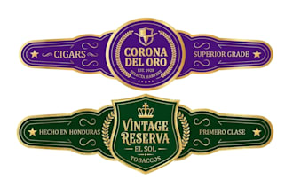 do modern cigar band, cigar label, cigar box and premium cigar logo design