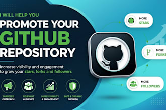help on promote your github repository to increases stars github fork, followers
