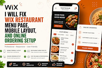 fix wix restaurant menu page, mobile layout, and online ordering setup