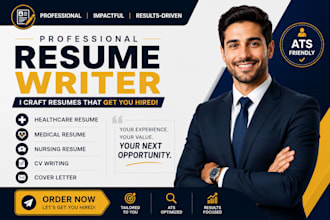 write an ats optimized healthcare resume, CV and cover letter
