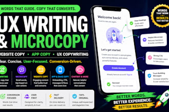 do UX writing, microcopy, website copywriting and UX copy