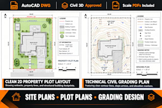 do architectural cad drafting site plan drawings plot plan grading design
