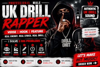 record a professional UK drill rap verse, hook or feature