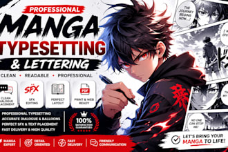 do professional manga typesetting and lettering speech bubbles and sfx