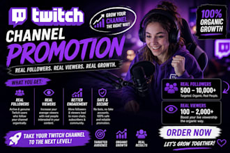 organic twitch channel promotion deliver real follower and viewer