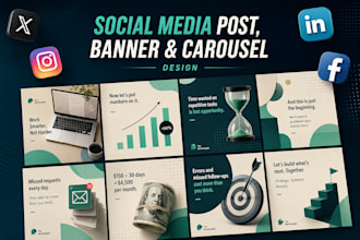 design linkedin or x banner, instagram carousel, ad creatives, and carousel ads