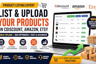 list and upload your products on cdiscount marketplace bulk amazon etsy SEO
