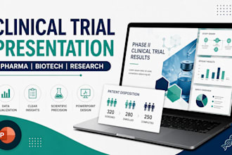 design clinical trial results, pharma powerpoint and clinical data slides