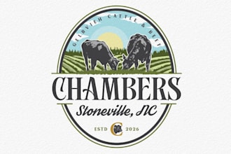 design a professional custom farm logo for agriculture ranch and livestock brand