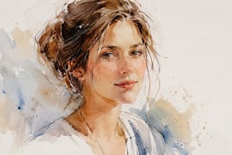 draw a sketchy watercolor portrait, no ai