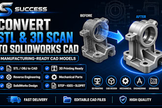 convert stl, obj  to cad model for 3d printing and reverse engineering