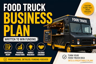 write cafe business plan, financial projections for restaurant food truck coffee