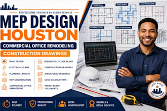 mep design houston remodeling commercial office, warehouse plan for construction