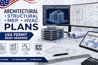 create permit ready architectural structural mep hvac city permit plan in ny, mi