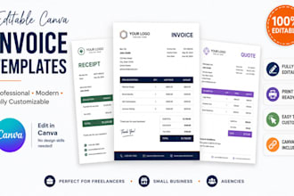 design editable invoice, receipt, quote, order form and estimate template canva