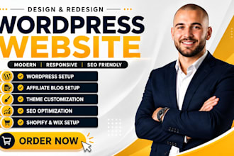 setup wordpress affiliate blog website redesign shopify wix theme customization