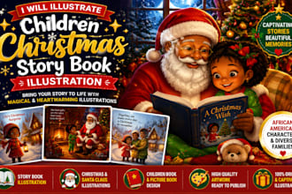 illustrate children christmas story book illustration, story book illustration