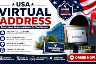 provide USA virtual address with mail forwarding and proof of address