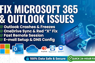 fix microsoft 365 errors, outlook crashing, sync and email issues