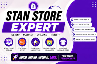 setup stan store etsy shop stan store marketing upload digital products pod