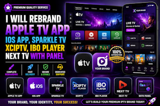 rebrand apple tv app IOS app, sparkle tv xciptv ibo player next tv with panel