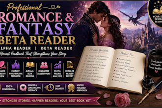 romance beta reader, fantasy beta reader, alpha reader with honest feedback