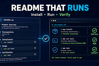 write and verify your github readme against the repository