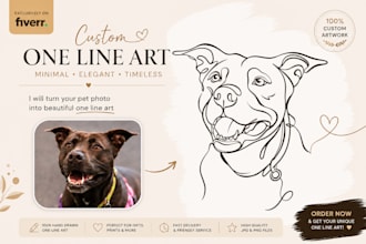 create a custom pet one line art portrait from your photo