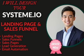 design a converting systeme io landing page, sales funnel