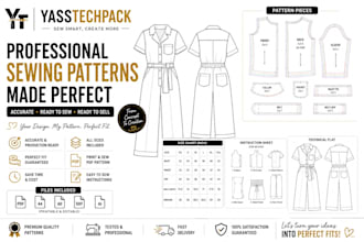 make digital sewing patterns, size grading, and factoryready tech packs