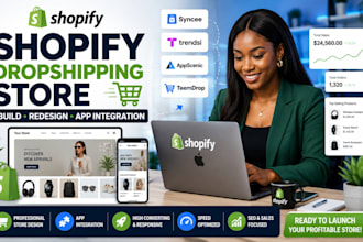 build shopify dropshipping store redesign via teemdrop syncee appscenic trendsi