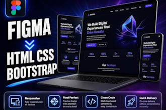 convert figma designs into HTML CSS bootstrap websites