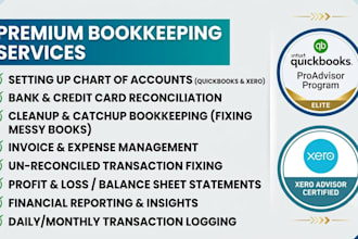 do quickbooks and xero bookkeeping, cleanup, and catchup