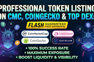 do professional token listing on cmc coingecko and top dexs