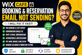 fix wix cafe booking confirmation email and SMTP issues