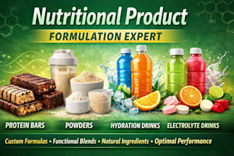 formulate food product, protein bars, powder, hydration drink, electrolyte drink