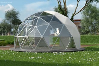 design realistic 3d glamping domes, geodesic domes, tents, and canopies