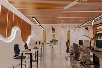 setup photorealistic 3dinterior design for commercial offices, cgi studio render
