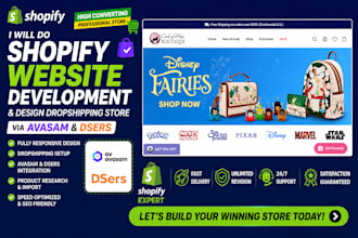 do shopify website development and design dropshipping store via avasam dsers