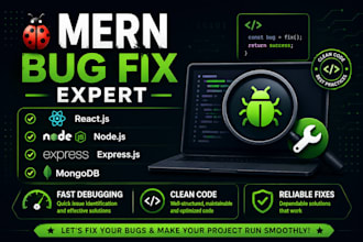 fix react js, node js and mern stack bugs