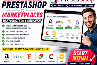 connect prestashop to amazon ebay etsy google shopping for bulk fix product sync