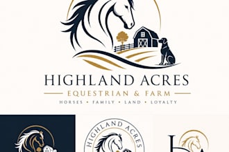 design a modern horse, equestrian, farm and animal logo