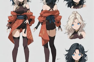 draw anime character sheet for you