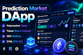 prediction market dapp polymarket clone token smart contract dex staking eth sol